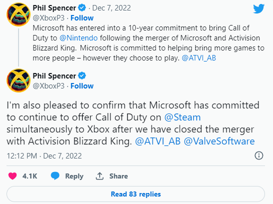 微软收购动视暴雪后《使命召唤》将登陆任天堂平台。