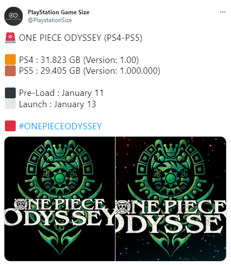 《海贼王：时光旅诗》PS版容量曝光约30GB左右