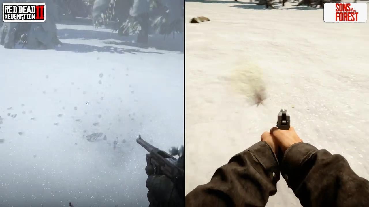 《森林之子》和《荒野大镖客2》图形的对比出乎意料的不错