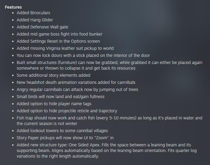 《森林之子》发布新的补丁更新，增加迷你老板战和新道具