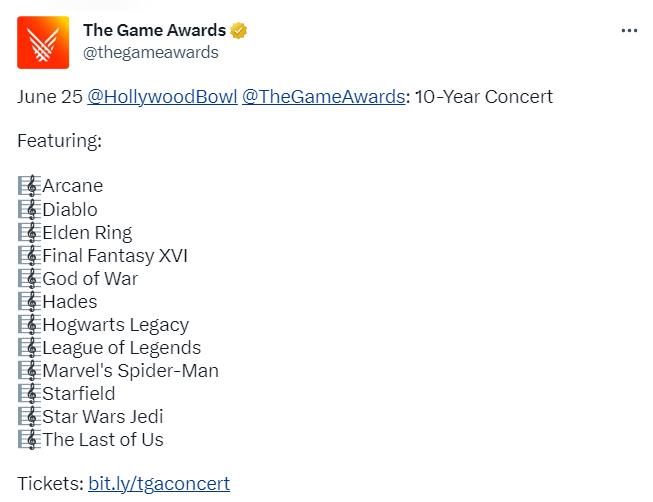 TGA宣布将举办十周年演唱会节目，包括战神之星等。
