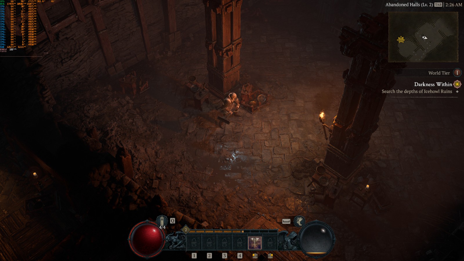 《暗黑4》PC版优化了40904K，稳定超过170帧。
