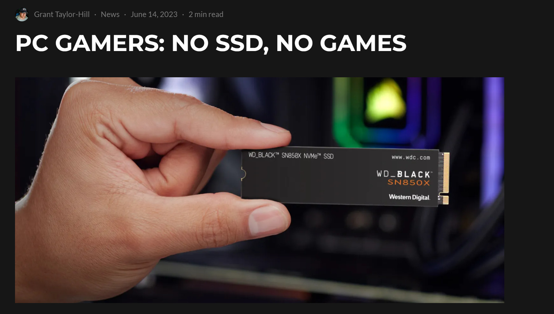 PC播放器：没有固态硬盘，你就玩不了游戏。
