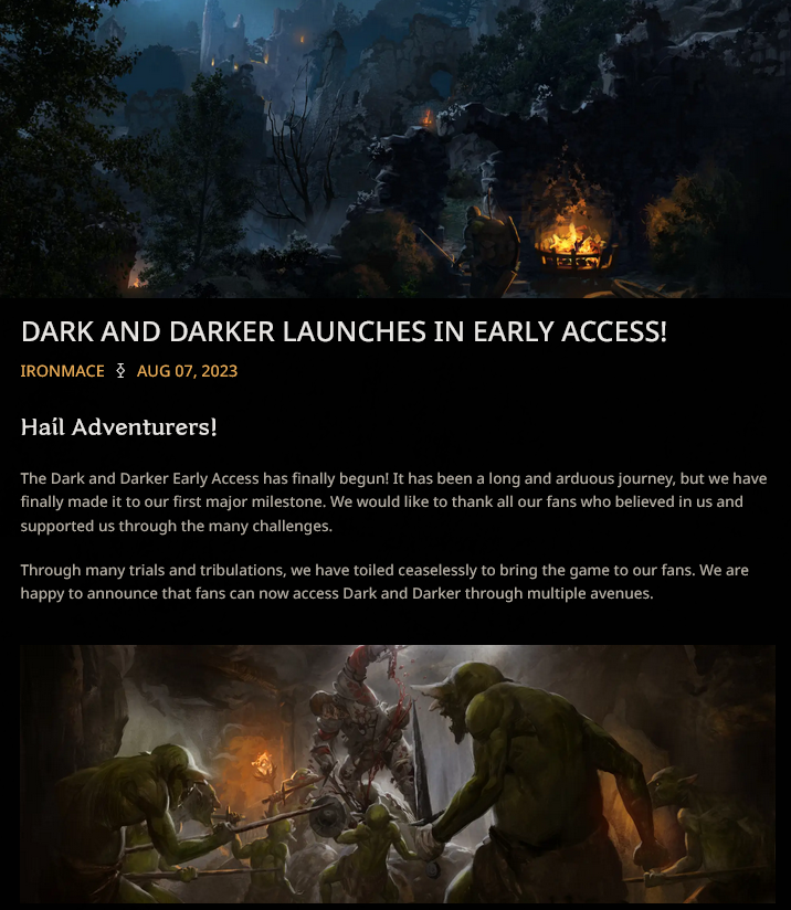 几经波折，《Dark and Darker》终于进入抢先体验。
