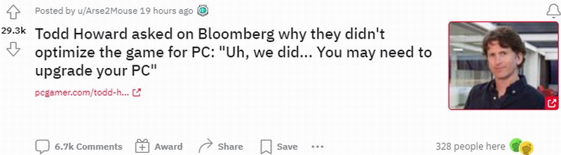 《星空》优化效果不佳，但托德建议升级PC！激起球员们的愤怒
