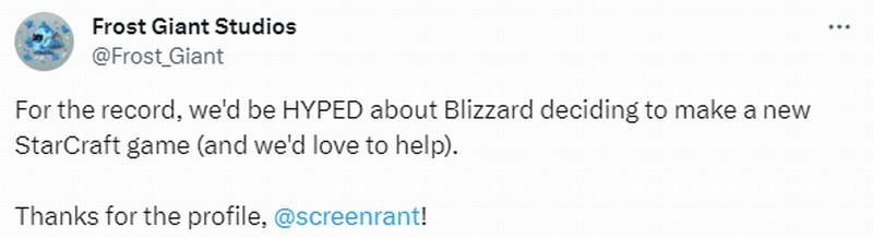 暴雪退伍军人工作室很高兴帮助开发新的《星际争霸》作品。
