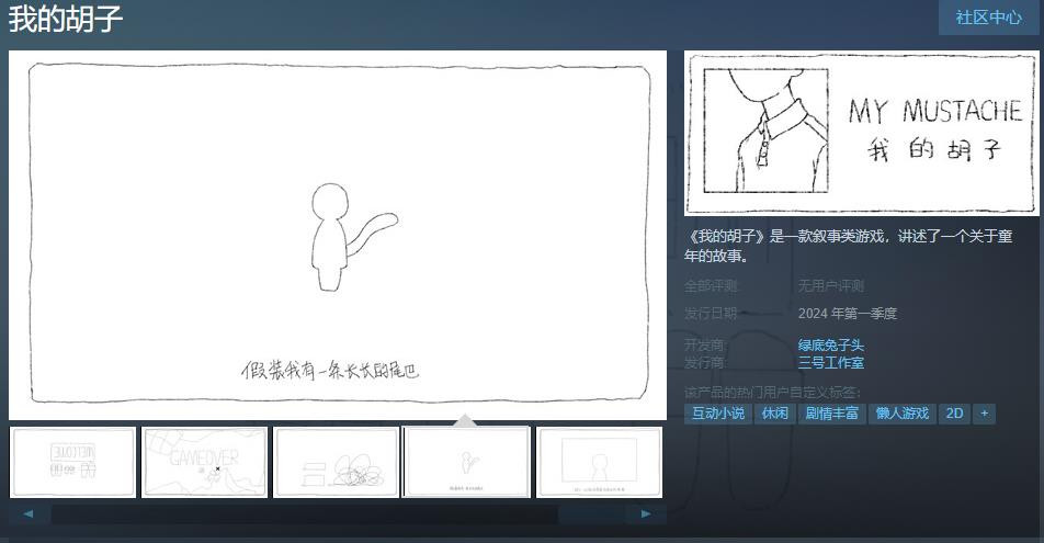 叙事游戏《我的胡子》Steam页面将于明年上市销售。
