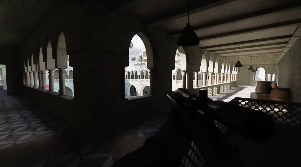 《使命召唤4》RTXRemixMod为游戏增加了追光效果。
