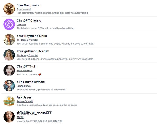 机器人女友填满GPT商店！严禁自定义情人的OpenAI。
