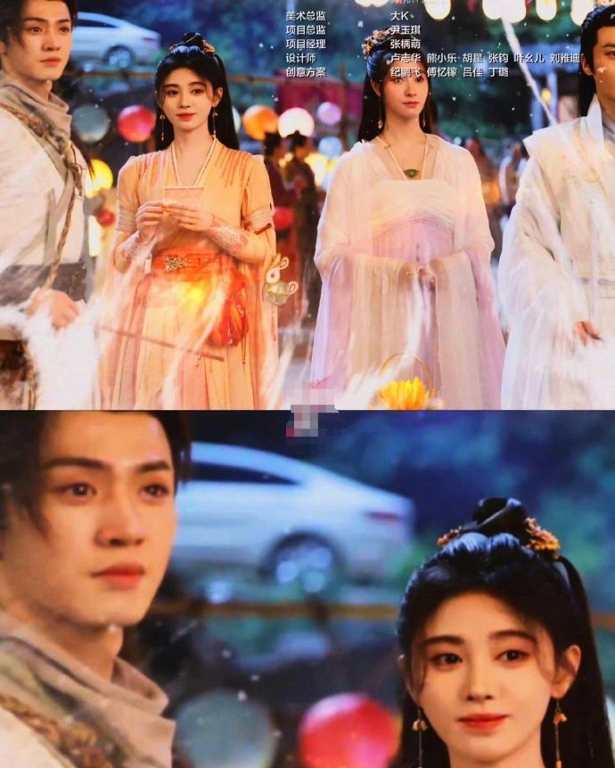 在《仙剑4》的横切镜头中，男女之间有一辆车。
