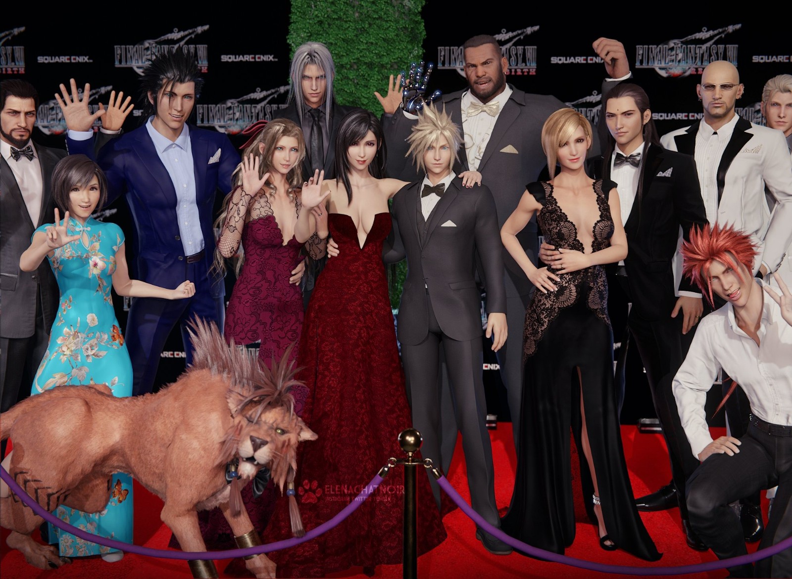 《最终幻想7：重生》3D同事图迪法·爱丽丝穿着晚礼服展示了一身漂亮的身材。
