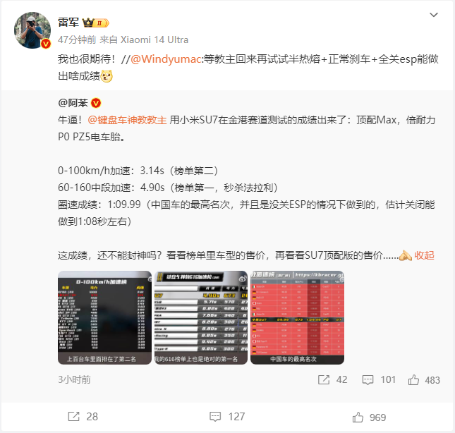 最快的中国汽车！小米SU7赛道成绩公布：圈速1:09.99
