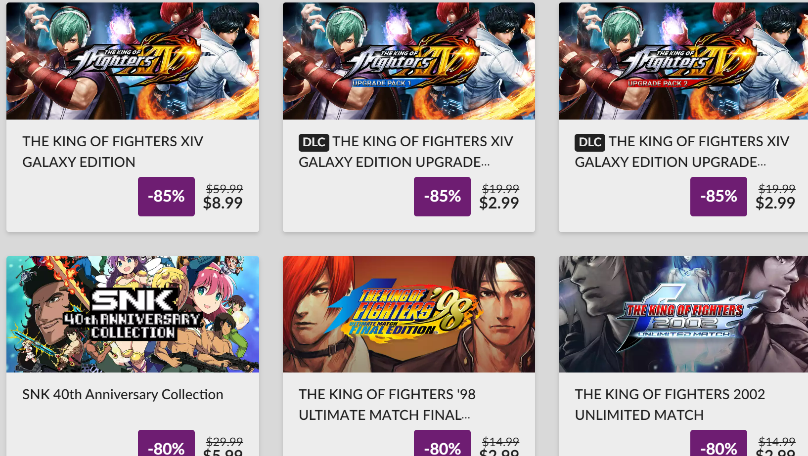 上架20多款SNK游戏GOG降价高达85%
