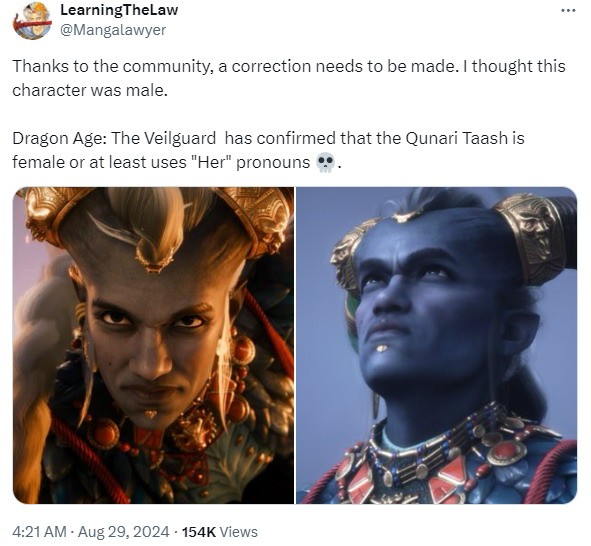 《龙腾世纪4》男人的脸NPC原来是女人。非常好，非常正确
