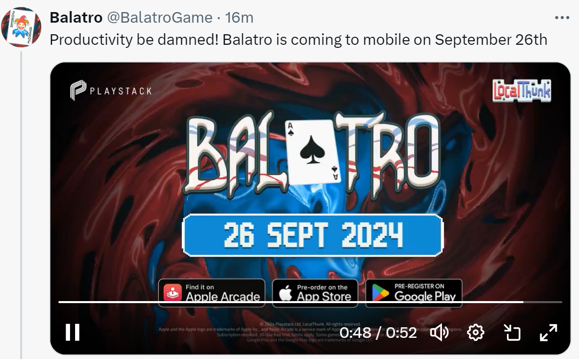 《人类的末日》将于9月26日登陆《小丑牌》
