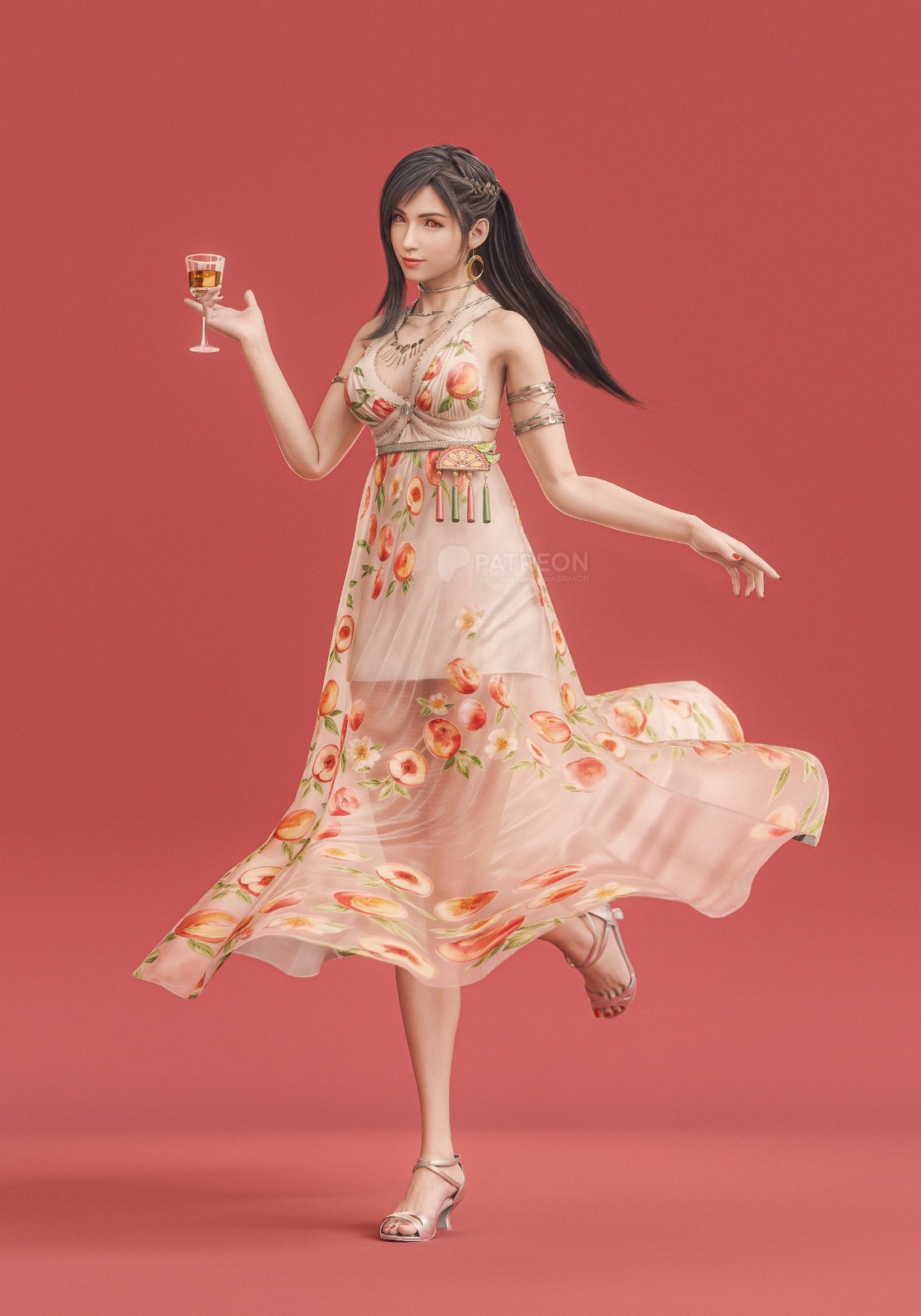 《最终幻想7》迪发新3D模特喜欢穿长裙，纯粹又美丽
