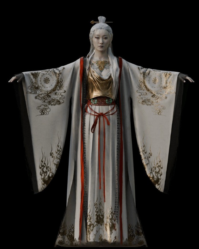 《黑神话》铁扇公主的3D模型优雅美丽。
